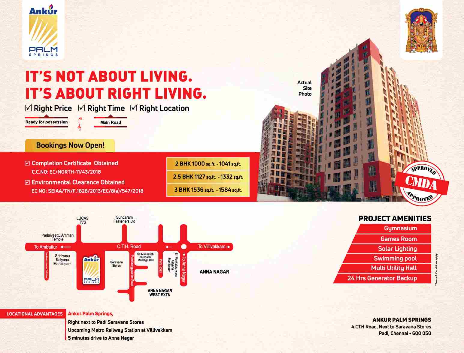 Book ready possession homes at Ankur Palm Springs in Chennai Update